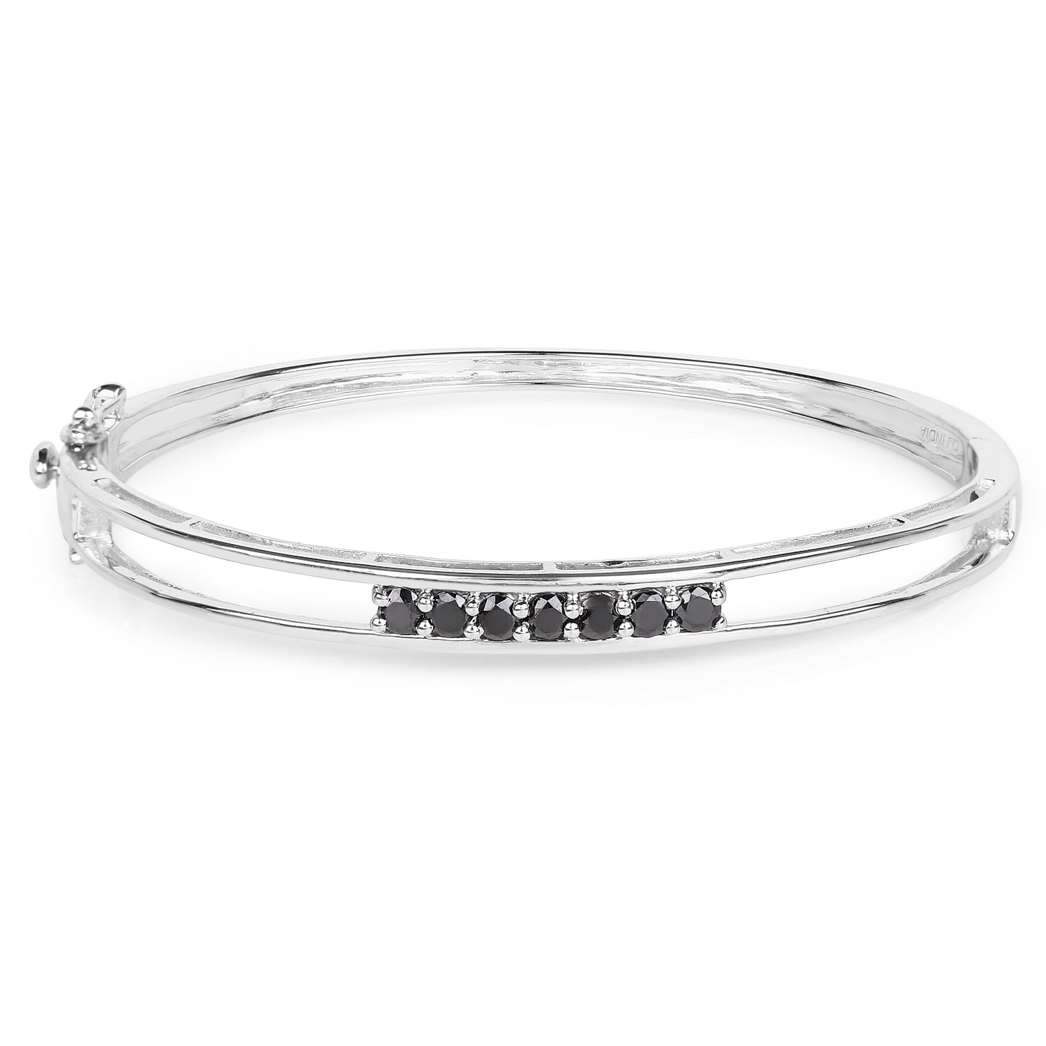 1.03 ct. Genuine Black Diamond .925 Sterling Silver Bangle