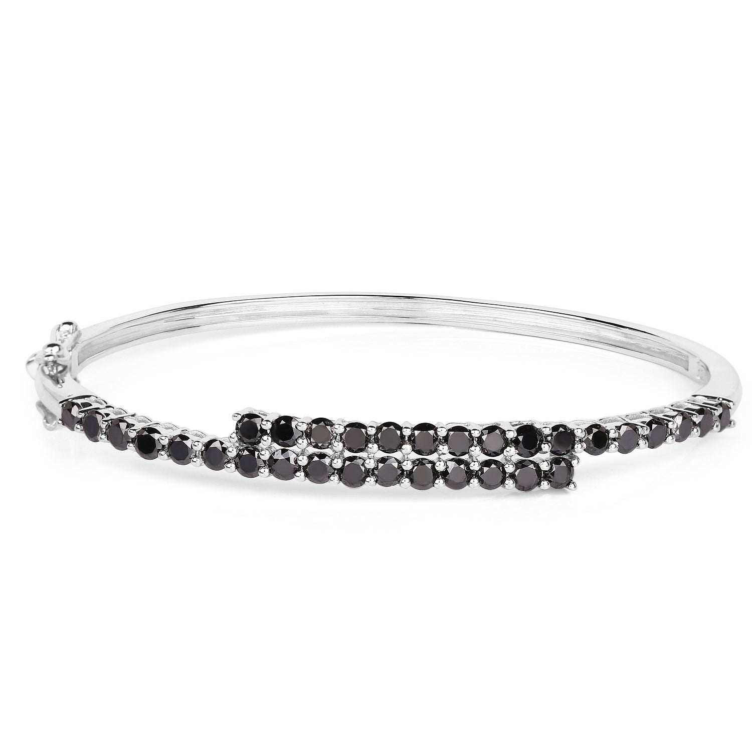 4.00 Carat Genuine Black Diamond .925 Sterling Silver Bangle