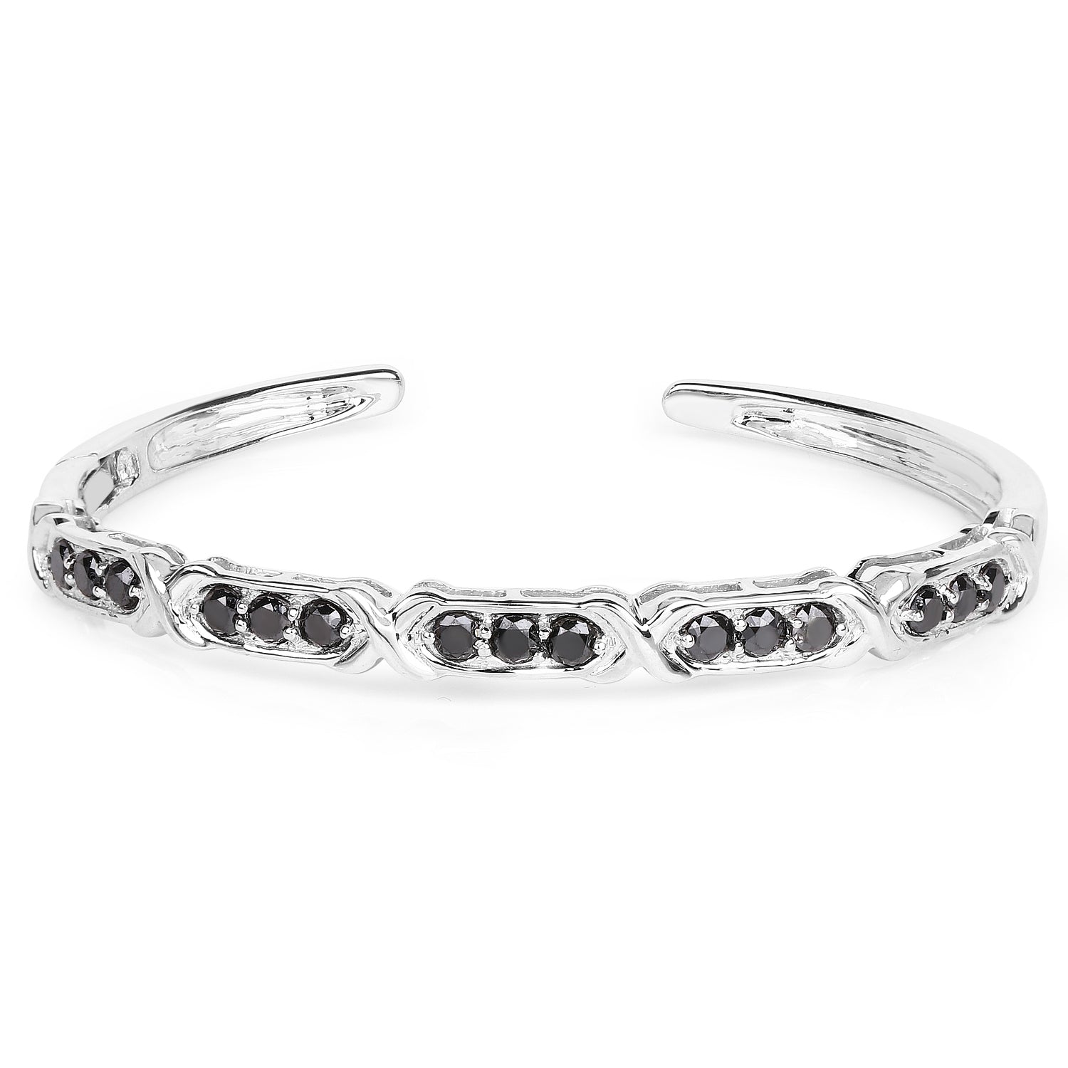 1.88 ct Genuine Black Diamond .925 Sterling Silver Bangle
