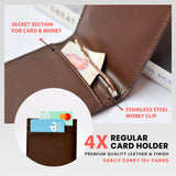 Avera Men's Wallet Genuine Leather Slim RFID Blocking Bifold Wallet With Money Clip