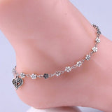 Daisy Flower Anklet Hanging Heart Charm by Fashion Hut Jewelry