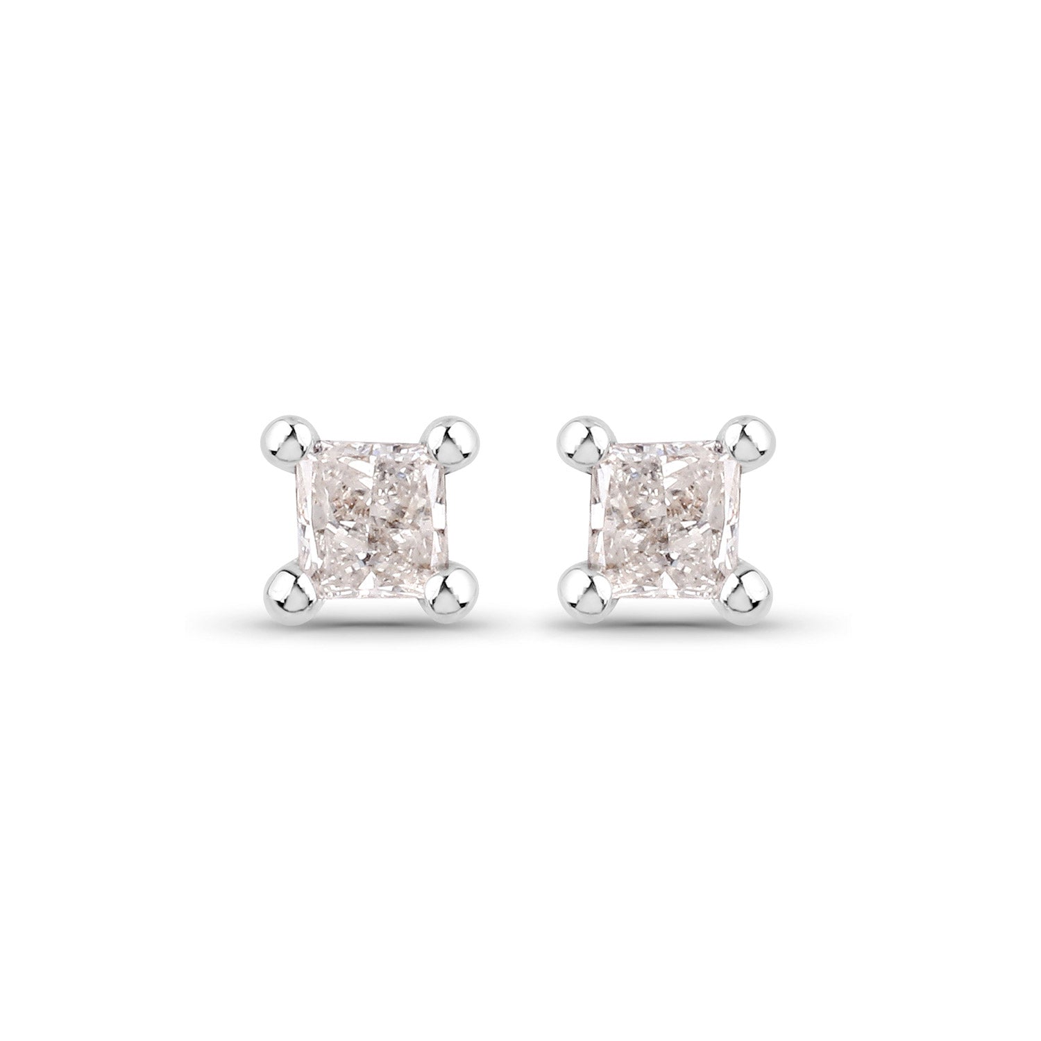 0.07 ct Genuine White Diamond 14K White Gold Earrings