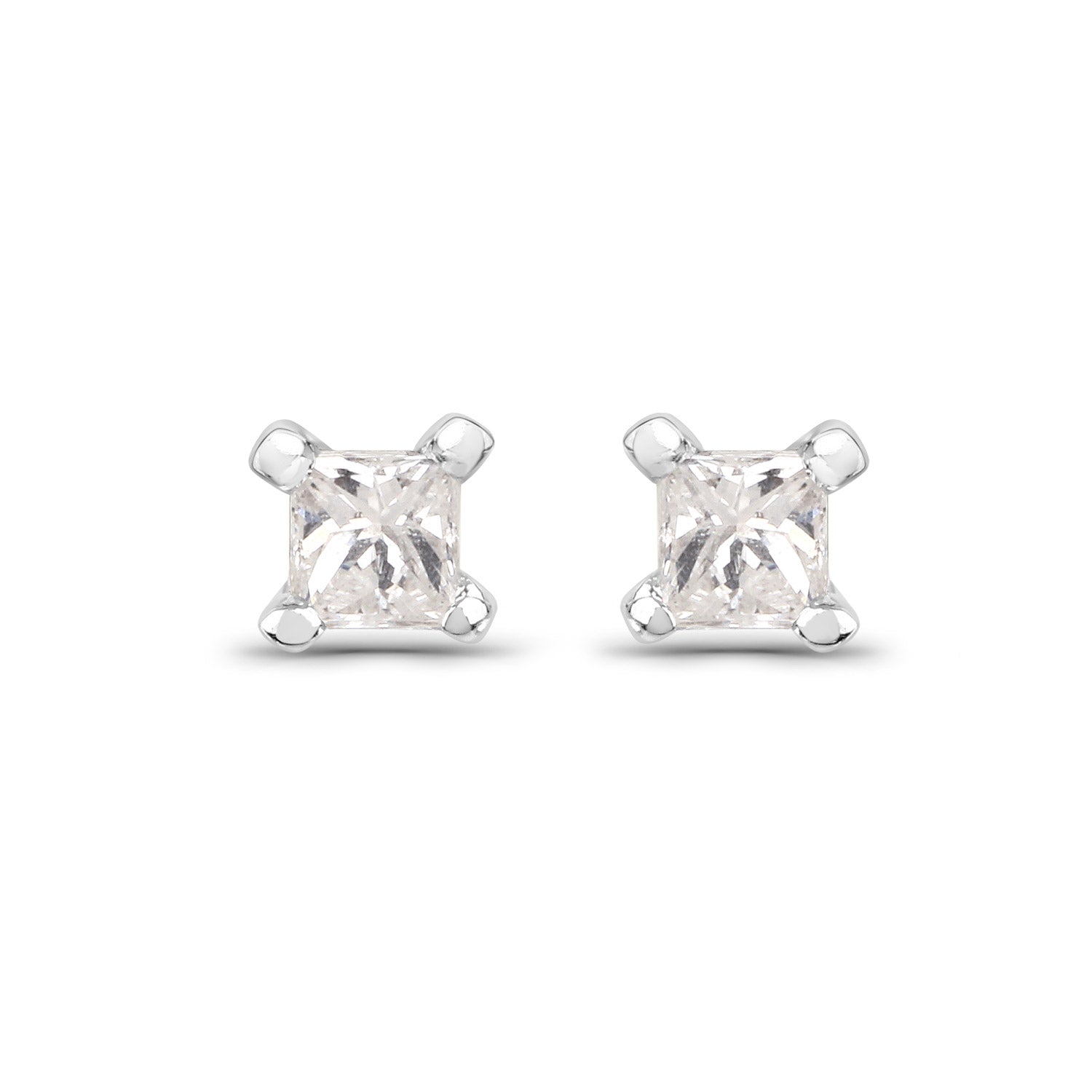 0.08 ct Genuine White Diamond 14K White Gold Earrings