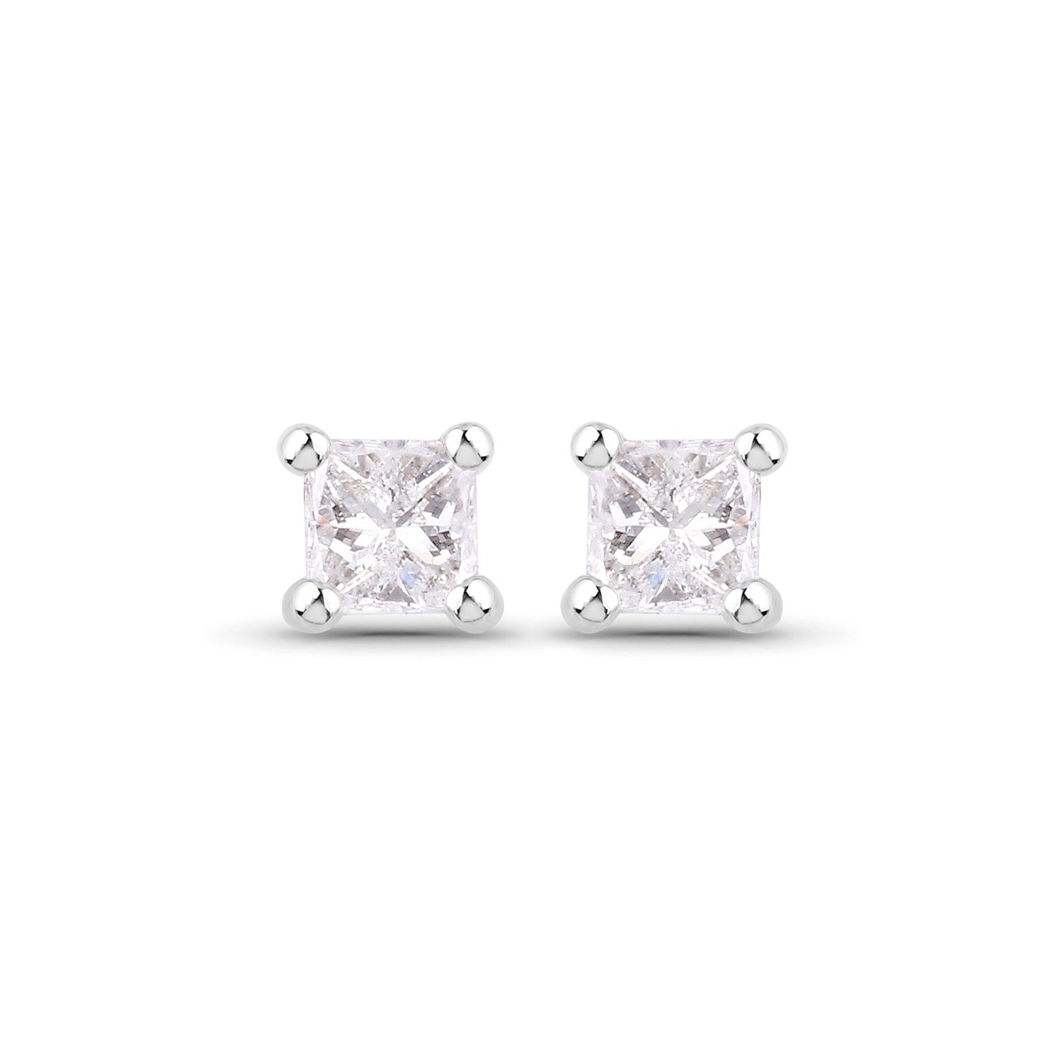 0.11 ct Genuine White Diamond 14K White Gold Earrings