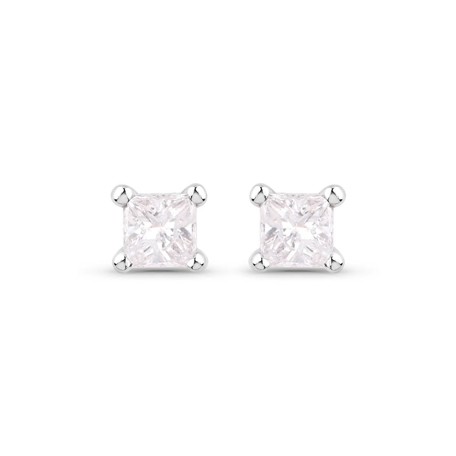 0.12 ct Genuine White Diamond 14K White Gold Earrings