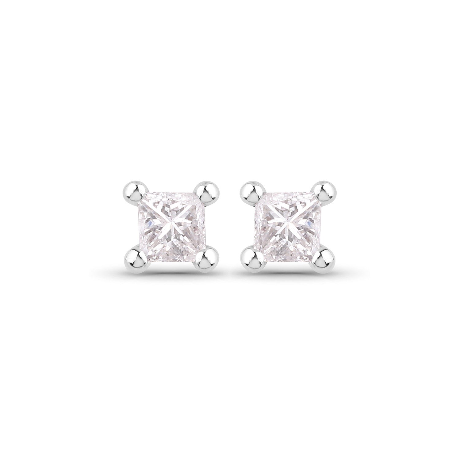 0.06 ct. Genuine White Diamond 14K White Gold Earrings