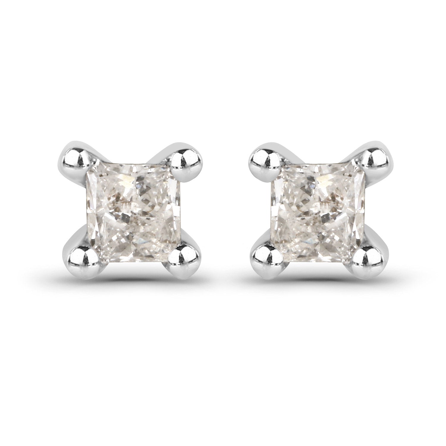 0.06 ct. Genuine White Diamond 14K White Gold Earrings