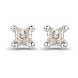 0.06 ct. Genuine White Diamond 14K White Gold Earrings