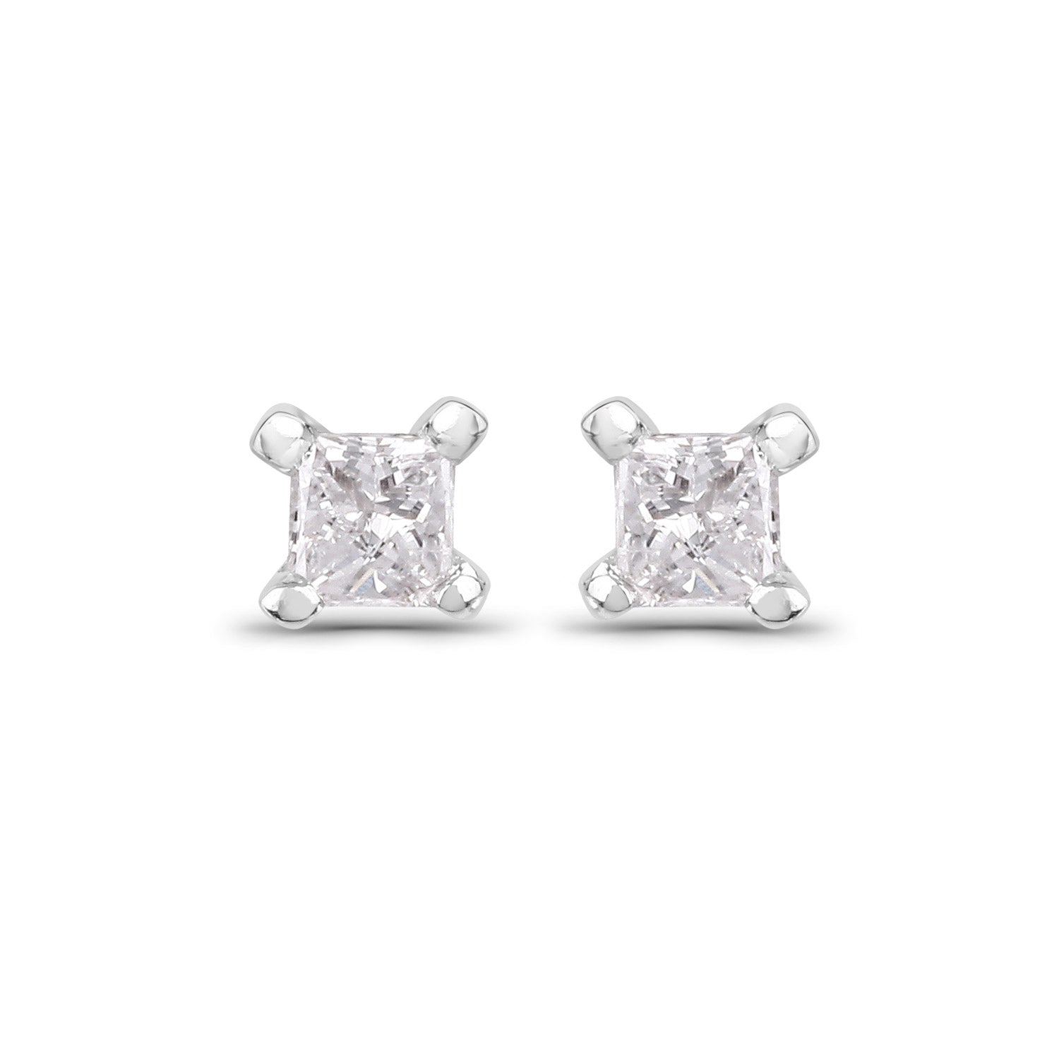 0.07 ct Genuine White Diamond 14K White Gold Earrings