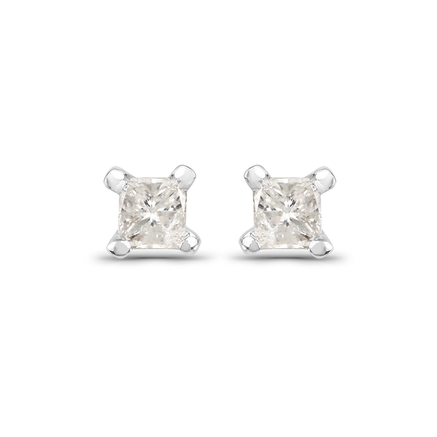 0.09 ct Genuine White Diamond 14K White Gold Earrings