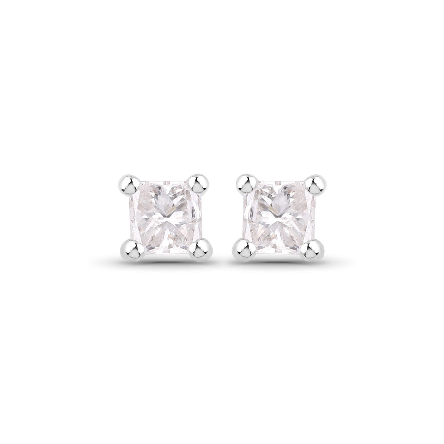 0.08 ct Genuine White Diamond 14K White Gold Earrings