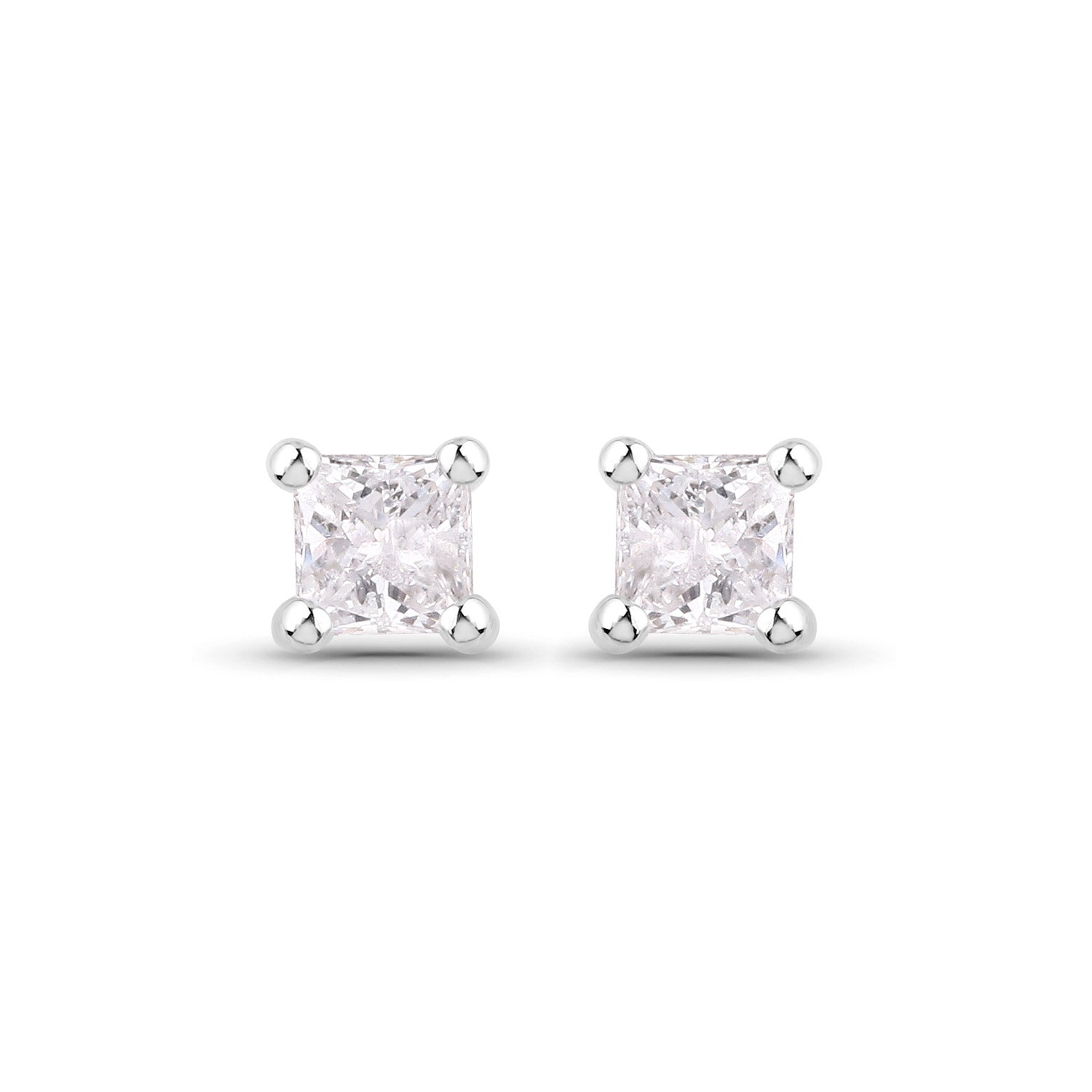 0.11 ct Genuine White Diamond 14K White Gold Earrings