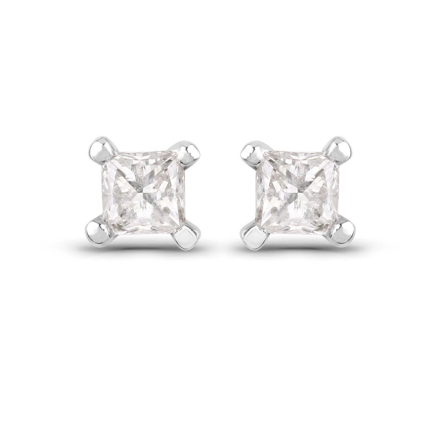 0.12 ct Genuine White Diamond 14K White Gold Earrings