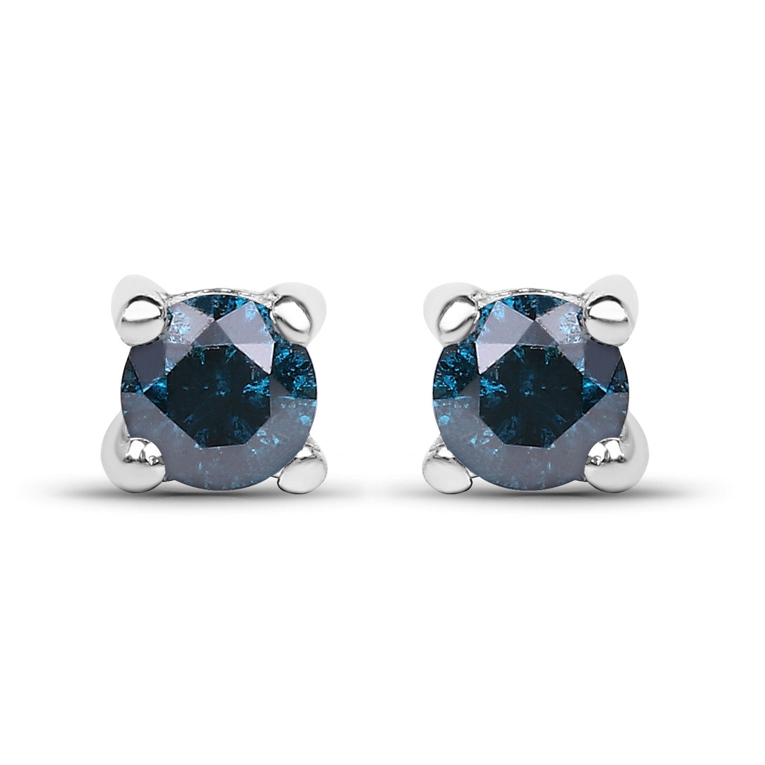 0.21 ct Genuine Blue Diamond .925 Sterling Silver Earrings