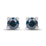 0.21 ct Genuine Blue Diamond .925 Sterling Silver Earrings