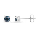 0.21 ct Genuine Blue Diamond .925 Sterling Silver Earrings