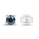 0.21 ct Genuine Blue Diamond .925 Sterling Silver Earrings