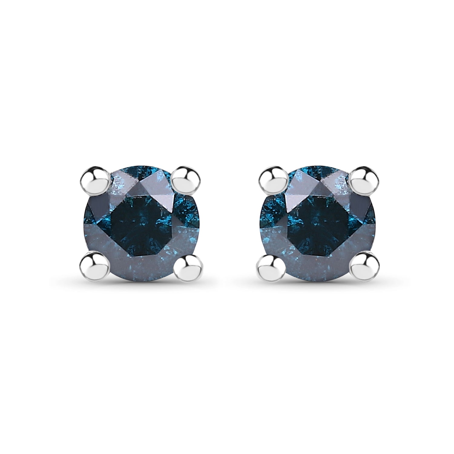0.21 ct Genuine Blue Diamond .925 Sterling Silver Earrings