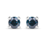 0.21 ct Genuine Blue Diamond .925 Sterling Silver Earrings