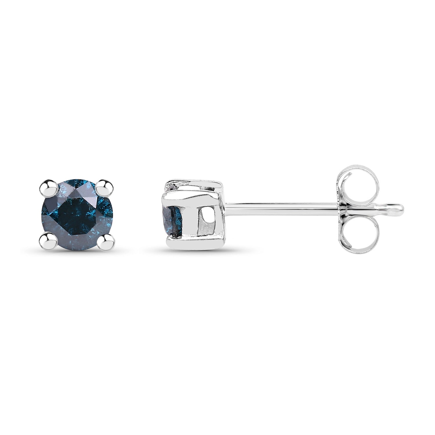 0.21 ct Genuine Blue Diamond .925 Sterling Silver Earrings