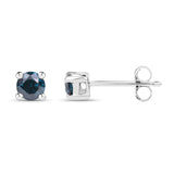 0.21 ct Genuine Blue Diamond .925 Sterling Silver Earrings