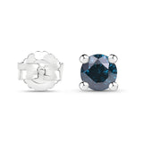 0.21 ct Genuine Blue Diamond .925 Sterling Silver Earrings