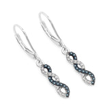 0.24 ct Genuine Blue Diamond and White Diamond .925 Sterling Silver Earrings