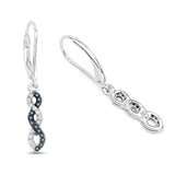 0.24 ct Genuine Blue Diamond and White Diamond .925 Sterling Silver Earrings