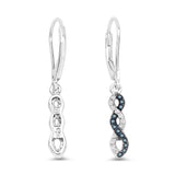 0.24 ct Genuine Blue Diamond and White Diamond .925 Sterling Silver Earrings