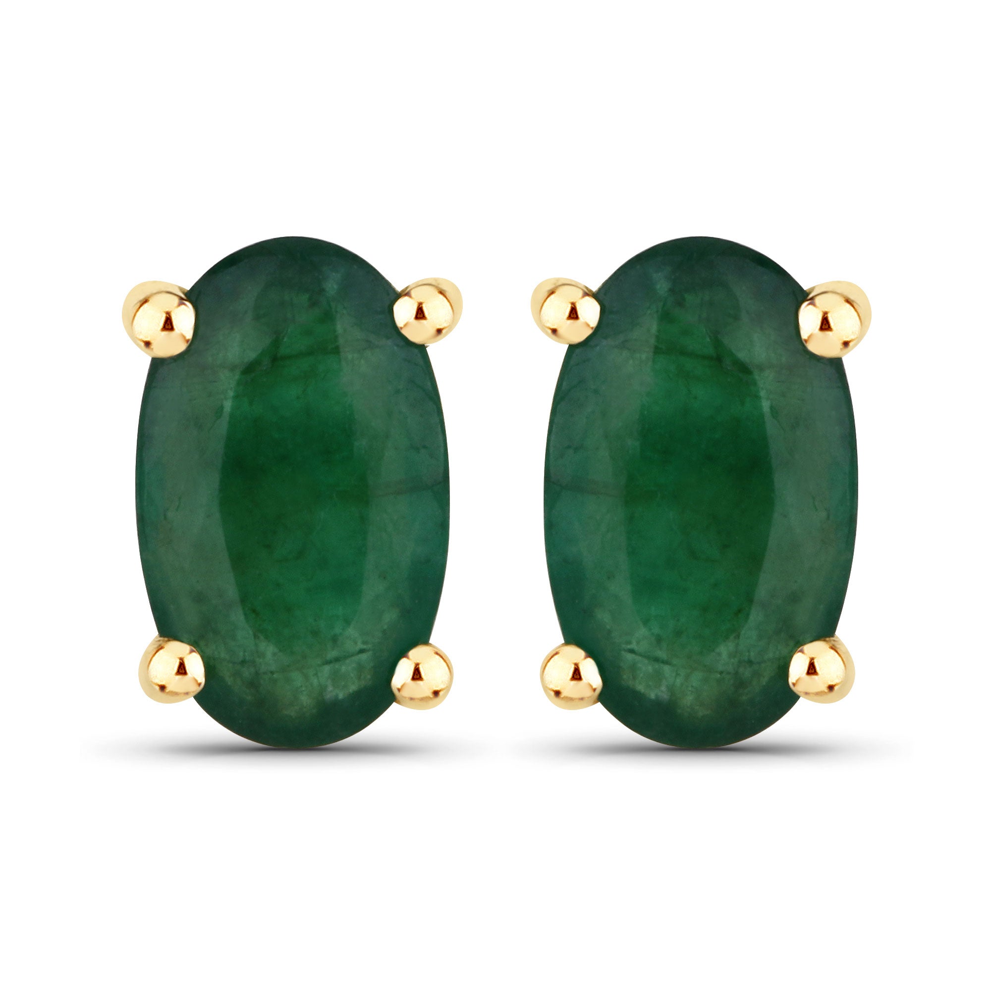 0.38 Carat Genuine Zambian Emerald 14K Yellow Gold Earrings