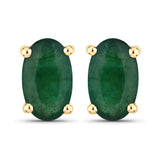 0.38 Carat Genuine Zambian Emerald 14K Yellow Gold Earrings