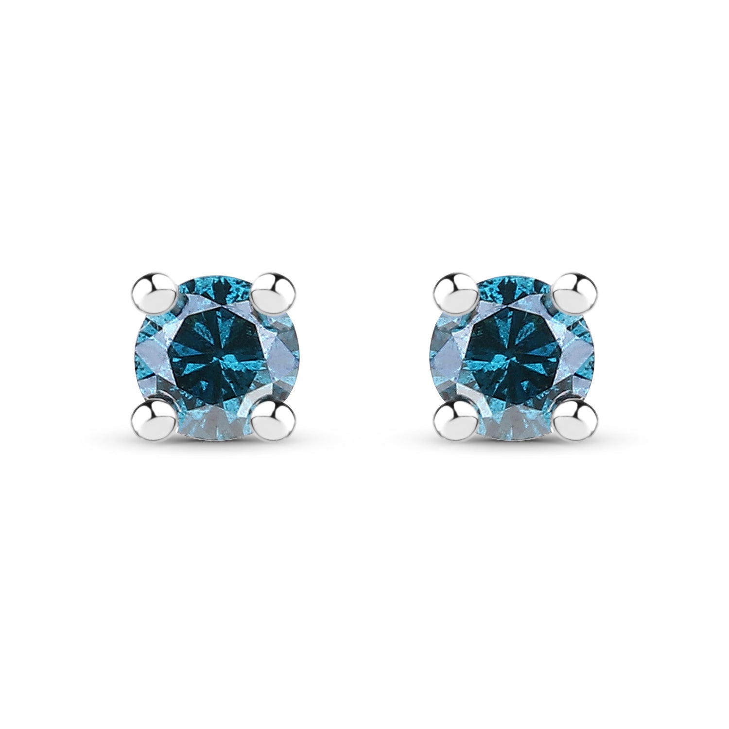 0.18 ct. Genuine Blue Diamond .925 Sterling Silver Earrings