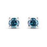 0.18 ct. Genuine Blue Diamond .925 Sterling Silver Earrings
