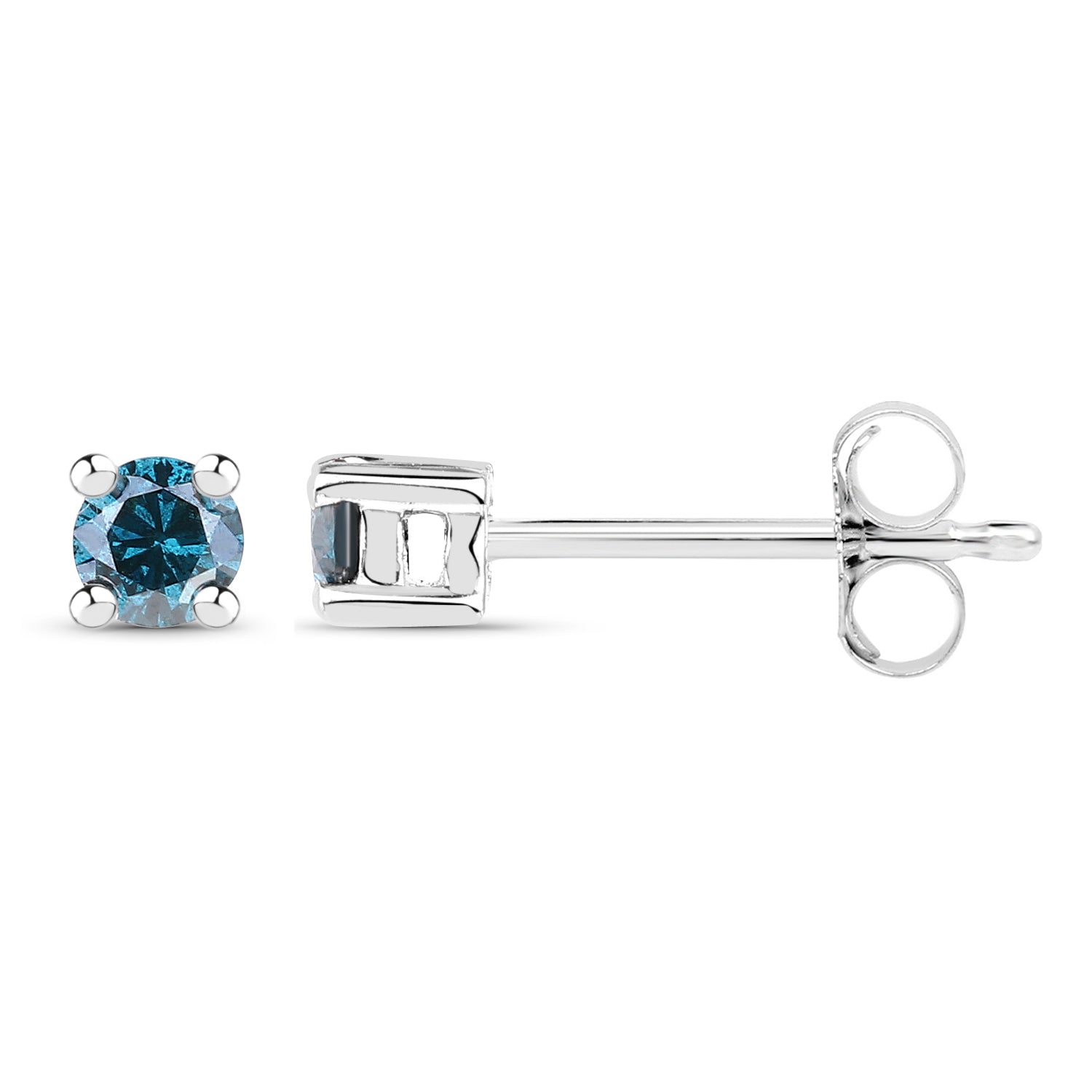 0.18 ct. Genuine Blue Diamond .925 Sterling Silver Earrings