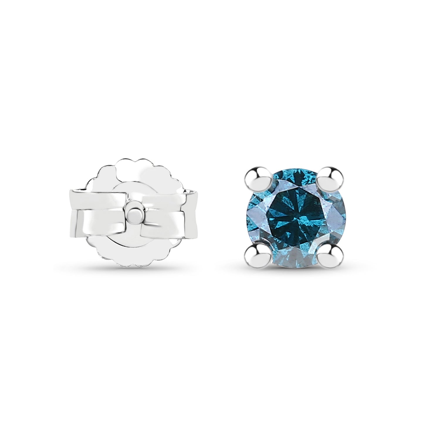 0.18 ct. Genuine Blue Diamond .925 Sterling Silver Earrings