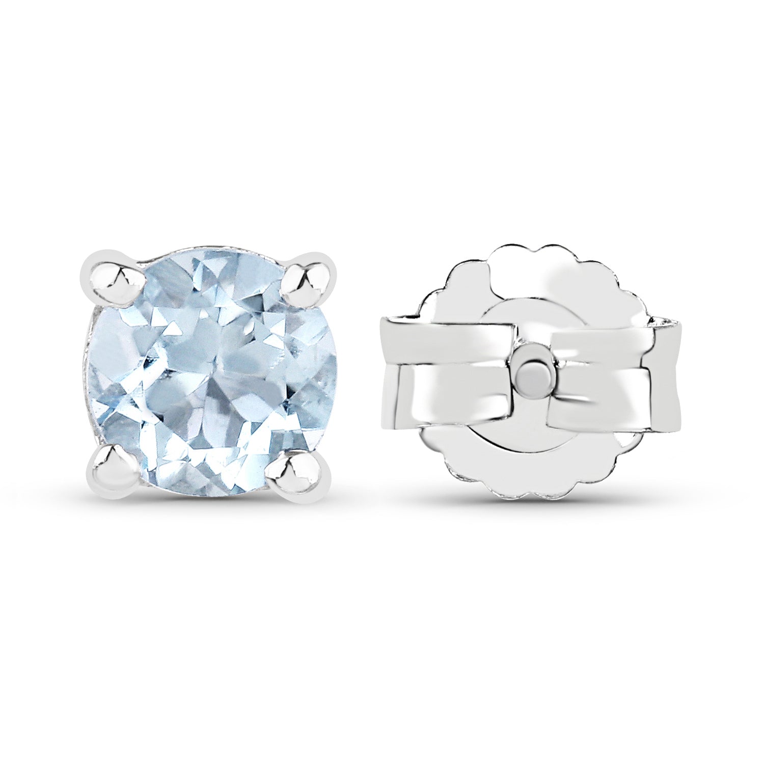 0.44 Carat Genuine Aquamarine .925 Sterling Silver Earrings
