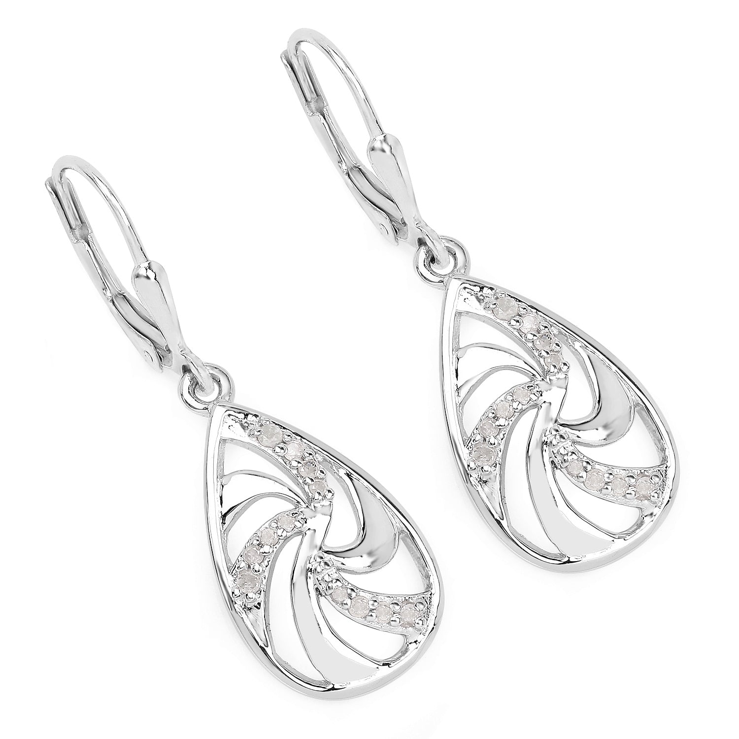 0.24 ct Genuine White Diamond .925 Sterling Silver Earrings