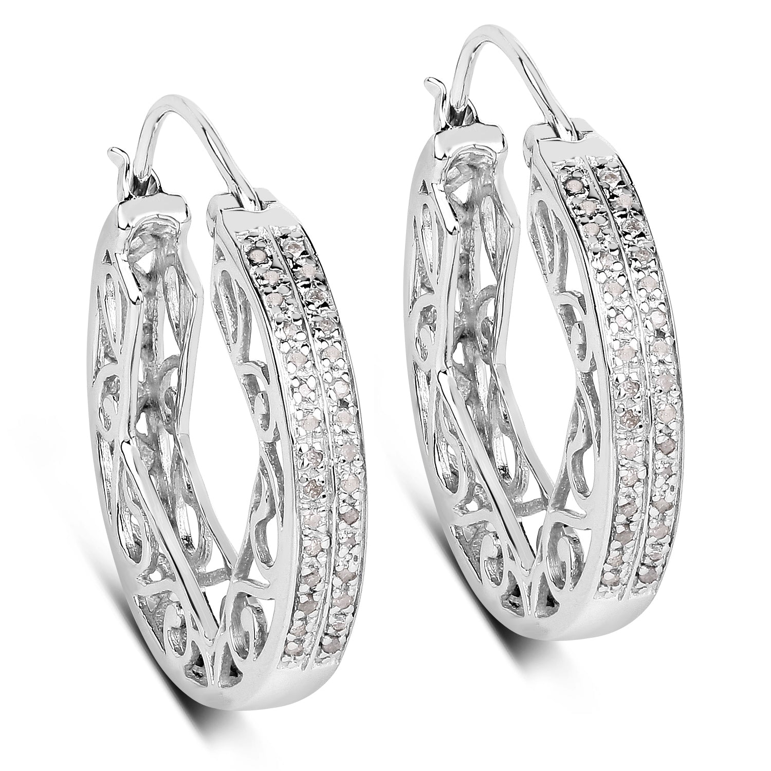 0.24 ct Genuine White Diamond .925 Sterling Silver Earrings
