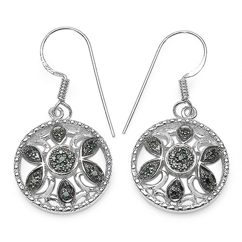 0.18 ct. Genuine Blue Diamond .925 Sterling Silver Earrings