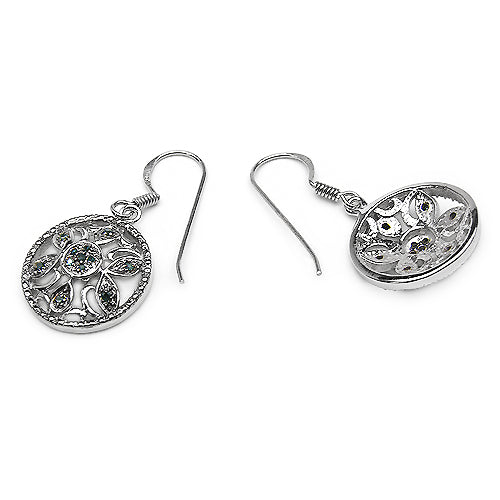0.18 ct. Genuine Blue Diamond .925 Sterling Silver Earrings