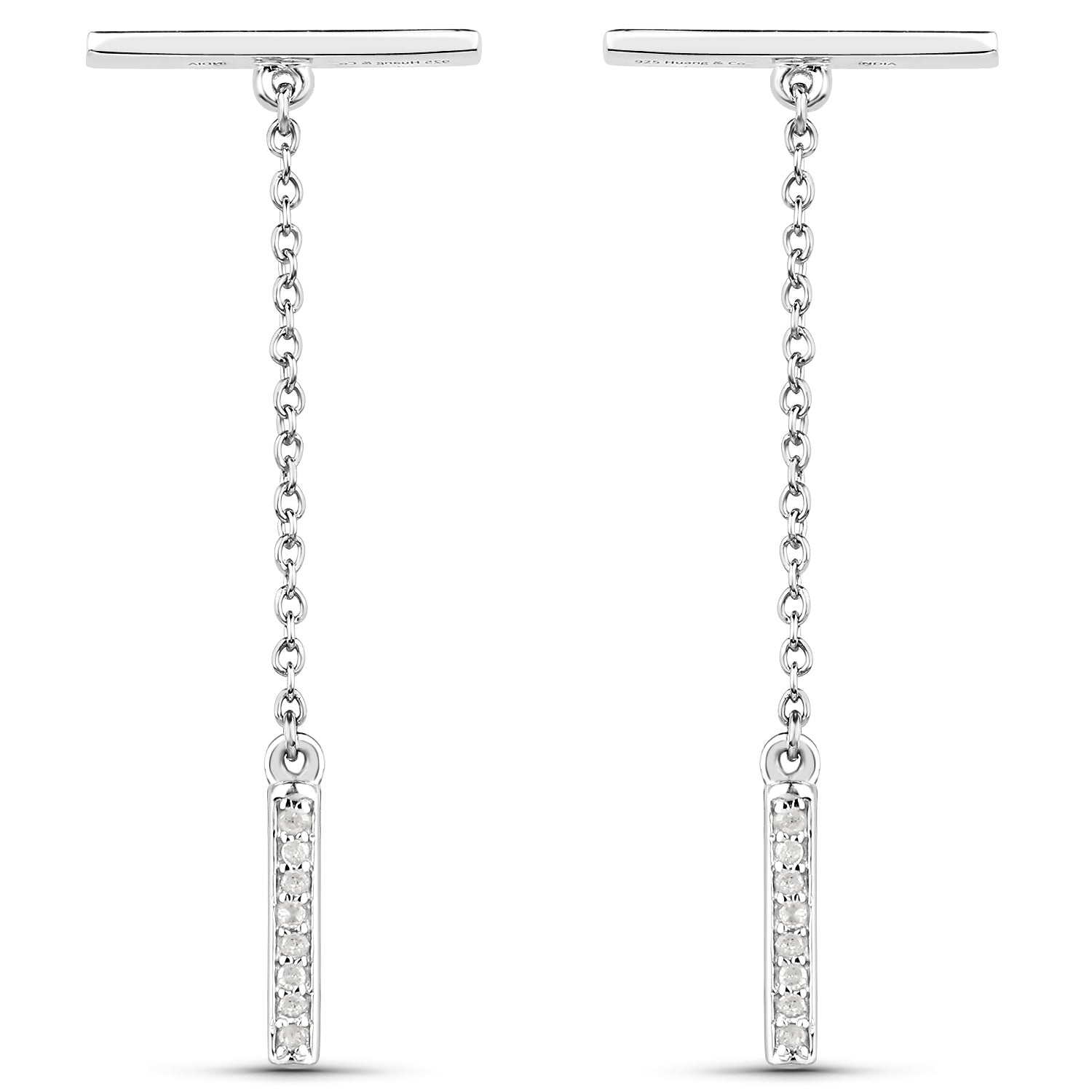 0.09 ct Genuine White Diamond .925 Sterling Silver Earrings