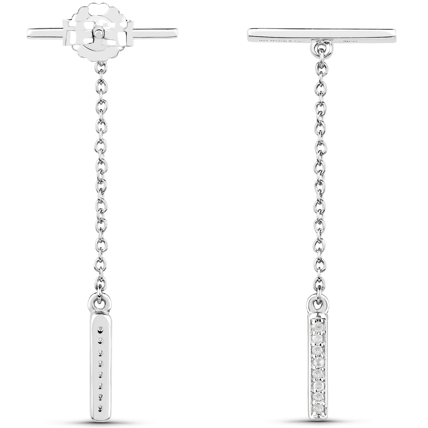 0.09 ct Genuine White Diamond .925 Sterling Silver Earrings