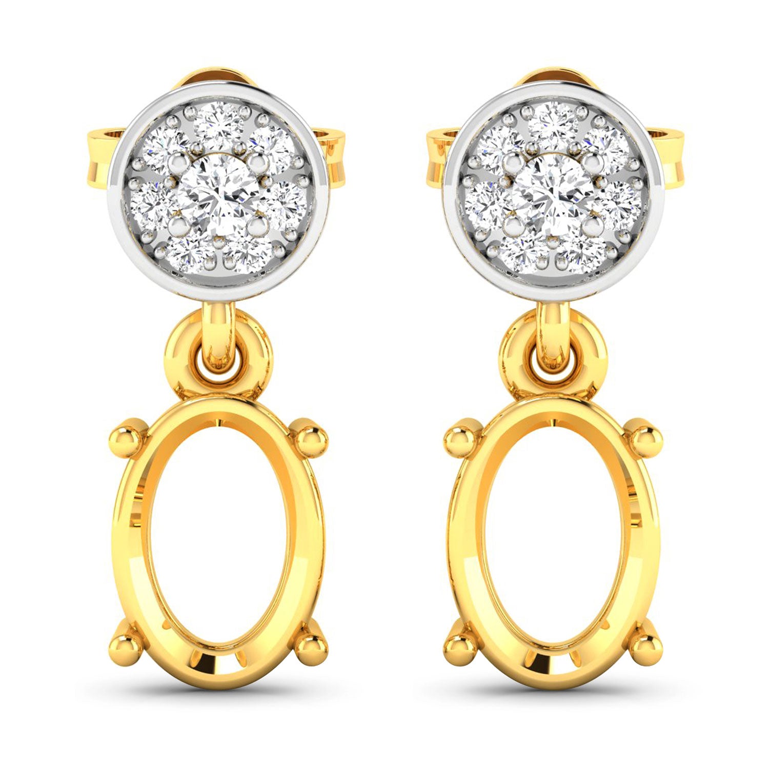 0.11 Carat Genuine White Diamond 14K Yellow Gold Earrings