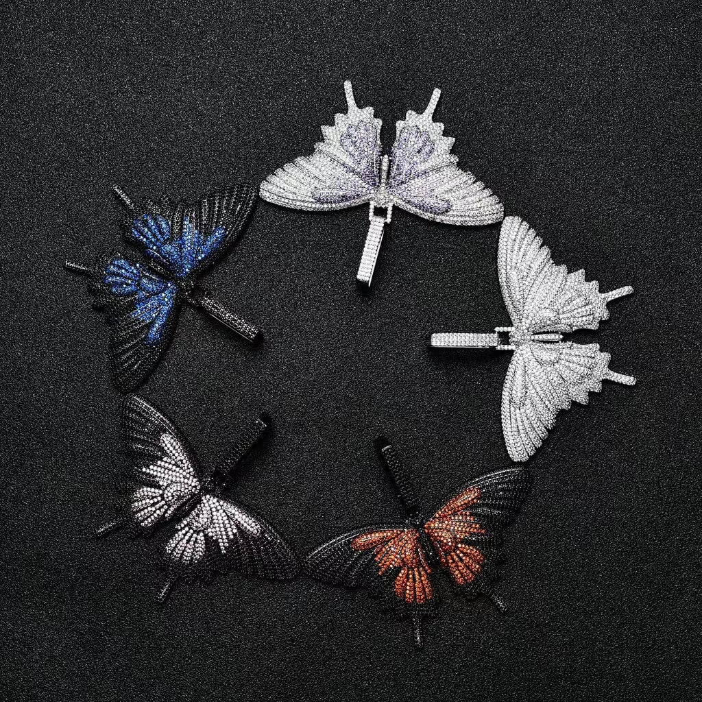 Fully Iced Out Diamond Big Butterfly Pendant Jewelry