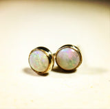 Rainbow Opal Stud Earrings - Opal Birthstone Earrings by Jennifer Cervelli Jewelry