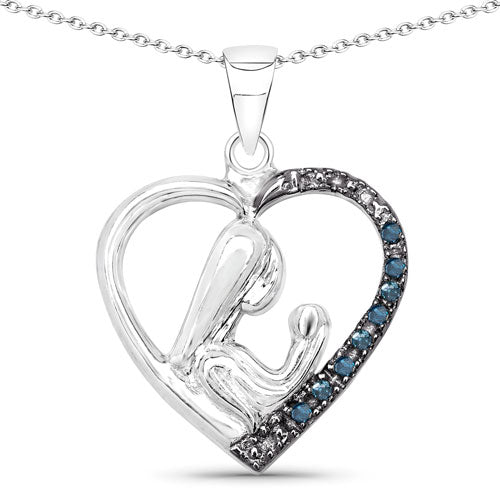 0.08 ct. Genuine Blue Diamond .925 Sterling Silver Pandent