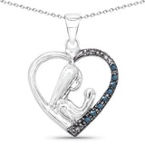 0.08 ct. Genuine Blue Diamond .925 Sterling Silver Pandent