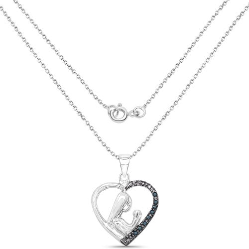 0.08 ct. Genuine Blue Diamond .925 Sterling Silver Pandent
