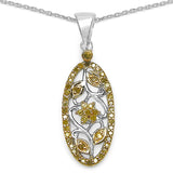 0.27 Carat Genuine Yellow Diamond .925 Sterling Silver Pandent