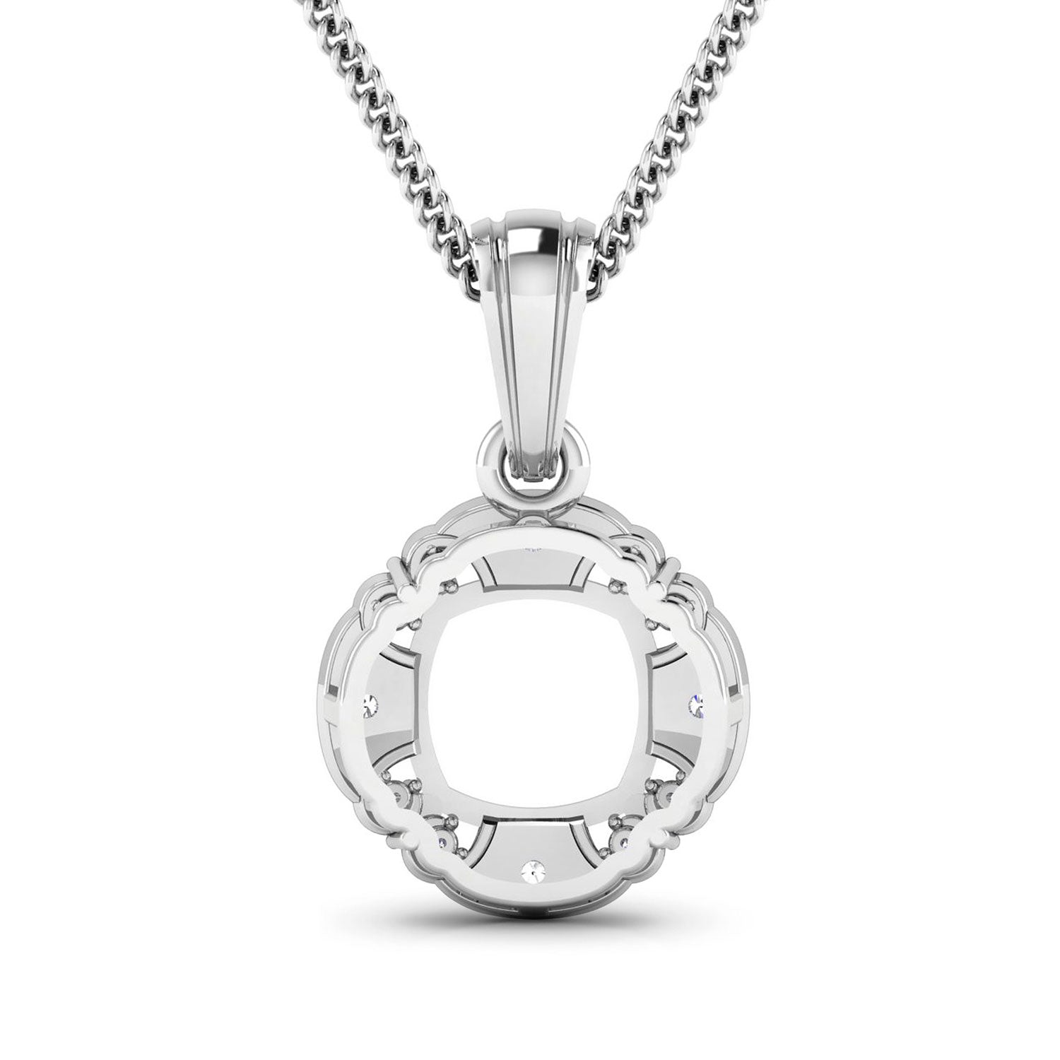 0.09 Carat Genuine White Diamond 14K White Gold Pendant